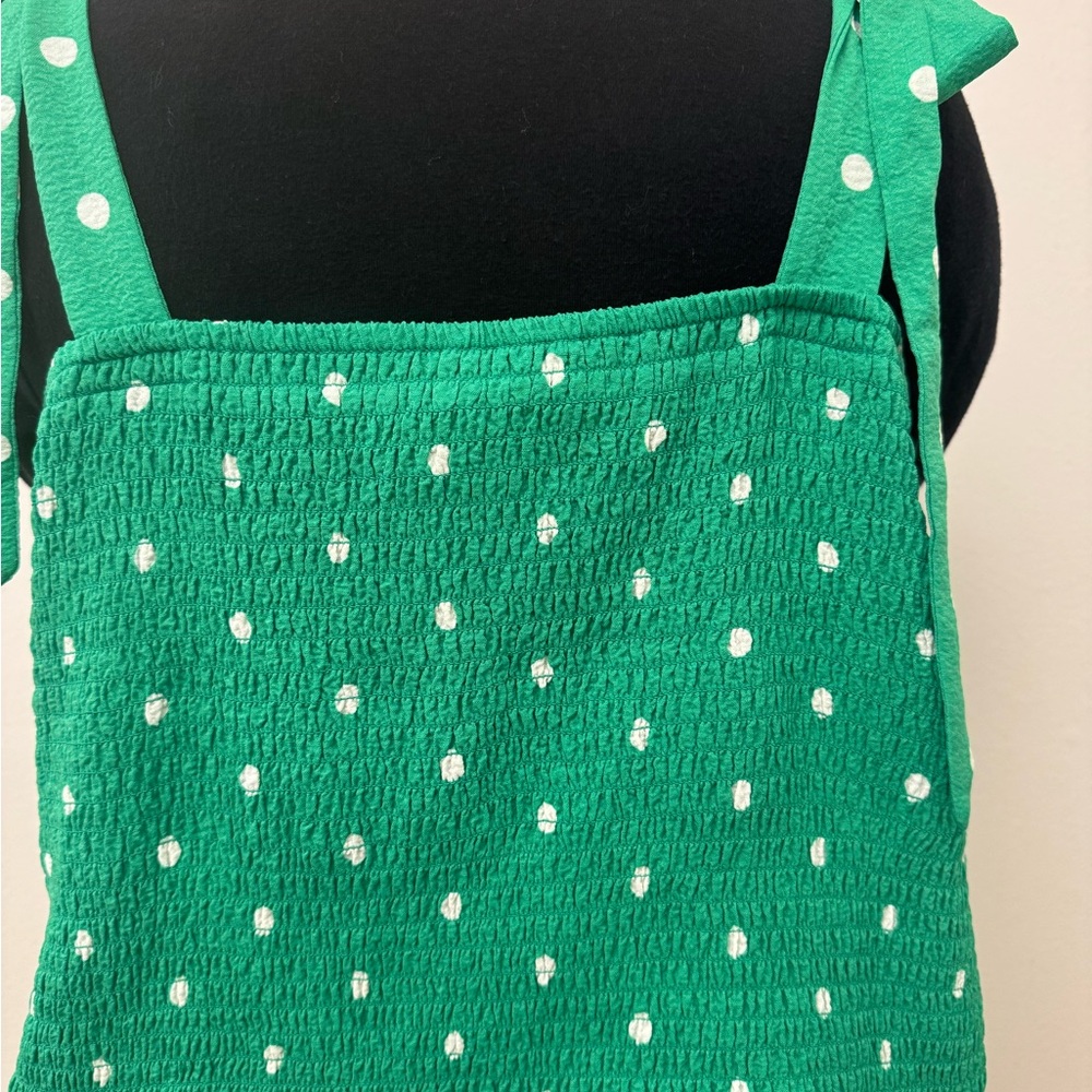 Polka Dot Tie-Strap Camisole in Green - Picture 4 of 13